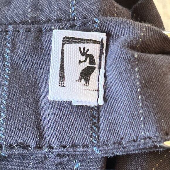 Rare Boho Pinstripe Drop-Crotch Cropped Adjustable Pants Kokopelli Logo, Large - Picture 1 of 9